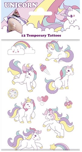 Totum tattoos einhorn - temporäres klebetattoo kinder weiß rosa