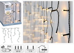 Koopman Weihnachts-Eiszapfenbeleuchtung 180 LED warmweiß außen 6 Meter IP44