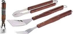 BBQ Grillbesteck Set 3-teilig Edelstahl Zange Gabel Spatel 52cm