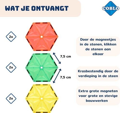 Coblo Spielzeug Magnetische Fliesen Classic Hexagon 6 Stück-2