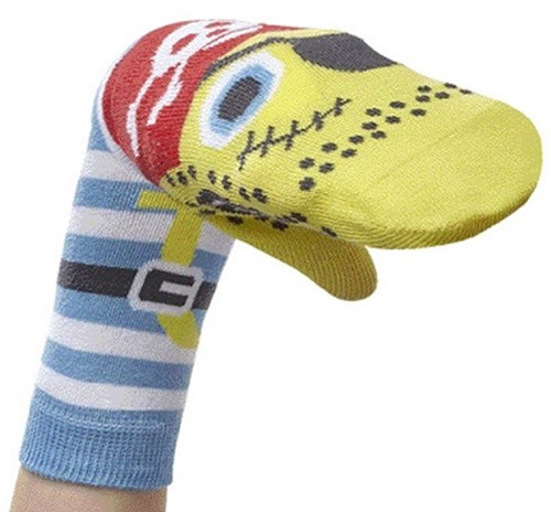 Harlekijn Kindersocken Handpuppe Pirat Junge Größe 27-30 Sockenpuppe