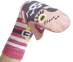 Harlekijn Kindersocken Sockenpuppe Piratenmädchen Größe 31-34 Handpuppe