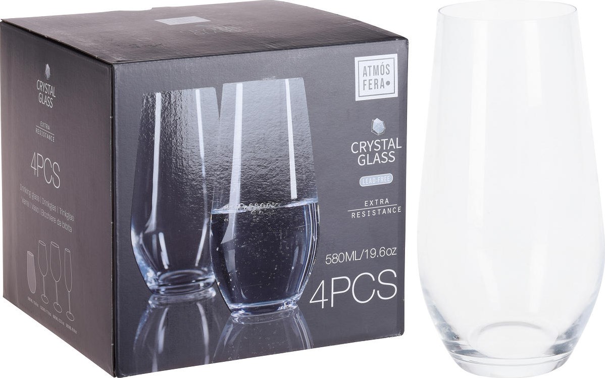 Atmos Fera Kristall Wasserglas Set 580ml - 4 Stück