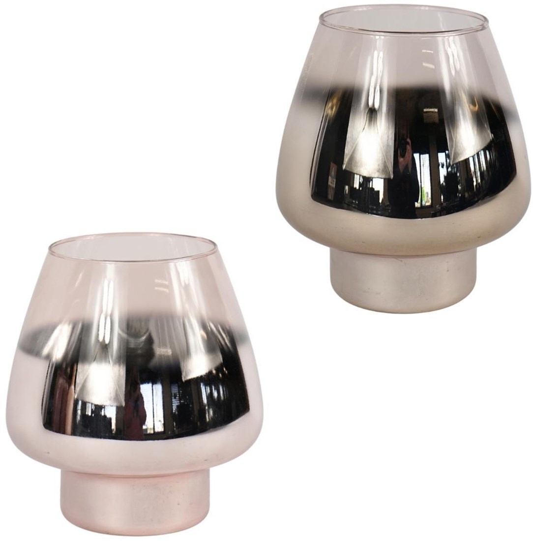 Windlicht Glas silberfarben dekorativ modern Stimmungslicht