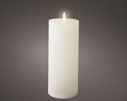 LED Kerze rustikal weiß mit Timer - 7x19 cm - stimmungsvolle Beleuchtung