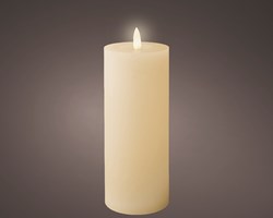 LED Kerze rustikal mit Timer - 7x19 cm Elfenbein - stimmungsvolle Beleuchtung