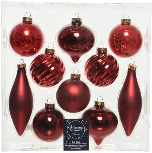 Kerstbal Glas set 10 stuks - Rood