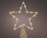 Kerst ster Baumspitze gold LED Beleuchtung warmweiß 27 cm Glitzer