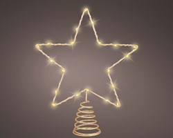 Kerst ster Baumspitze gold LED Beleuchtung warmweiß 27 cm Glitzer