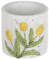 HBX natural living Blumentopf Tulpe gelb Kunststoff Dekoration Ø10,5xH10,3cm
