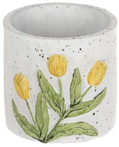 HBX natural living Blumentopf Tulpe gelb Kunststoff Dekoration Ø10,5xH10,3cm
