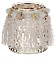 HBX natural living Teelichthalter Glas Beach Weiß Dekoration Atmosphäre