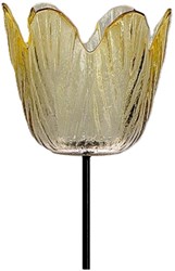 HBX natural living Teelichthalter Glas Tulpe gelb Dekoration 8,5cm