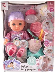 Babypuppe mit Zubehör 26cm interaktives Spielzeug für Kinder