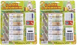 Speelgeld met rekenmachine en creditcard