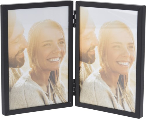 Doppelte Metall-Fotorahmen schwarz 22x16cm dekoratives Spielzeug