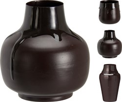 Koopman Vase Keramik braun Glazur drip Dekoration 10-15cm