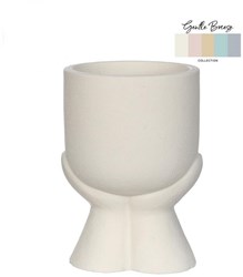 Blumentopf Dekoration Beton weiß 15cm - moderner Pflanzentopf creme