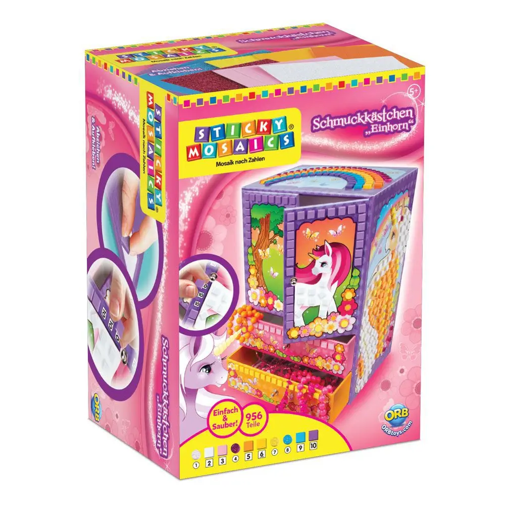 Sticky Mosaics Einhorn Schmuckkästchen Bastelset Mosaik Spielzeug