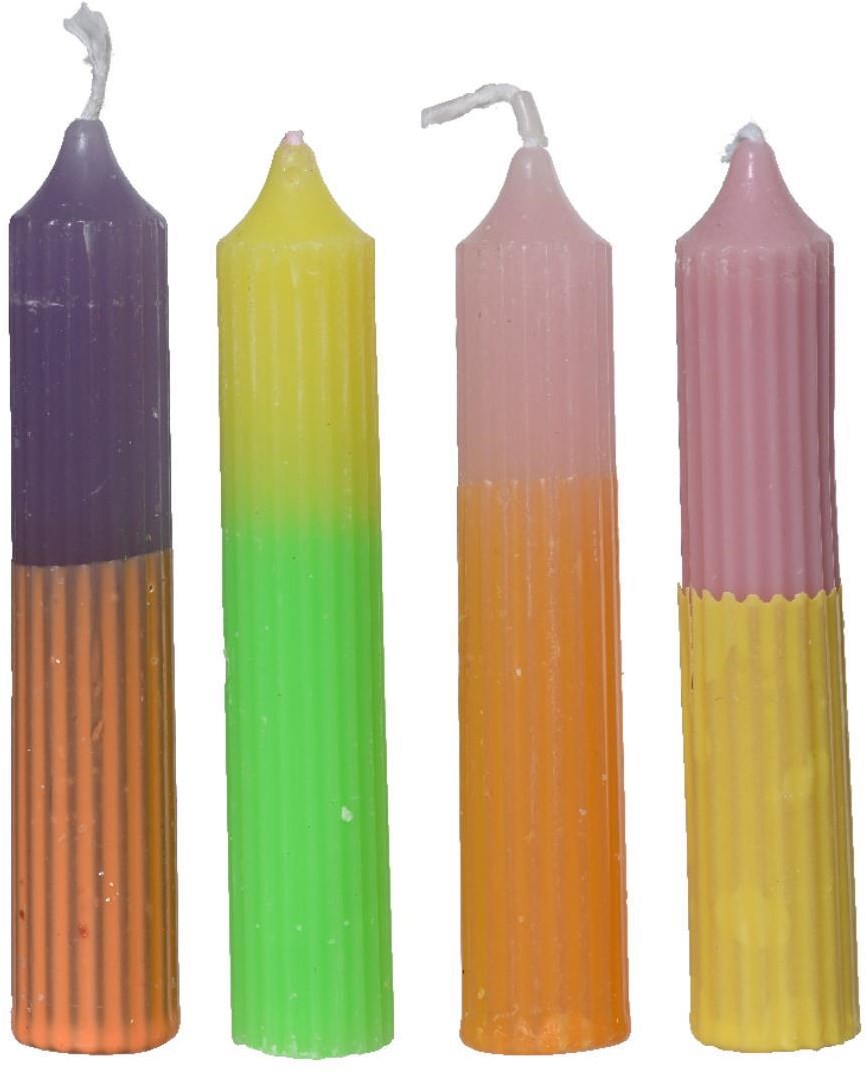 Decoris Stabkerzen Paraffin 4er-Set bunt 11cm Kerzen Planet Happy DE