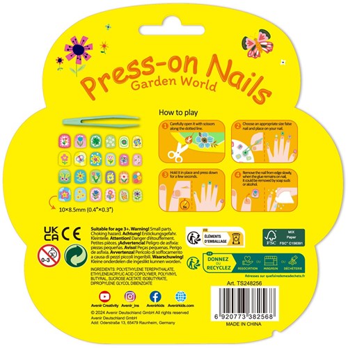 Avenir Nagelsticker Spielzeug - Bunte Gartenwelt für Kinder