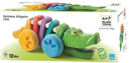 Plan Toys  Holz Ziehfigur Tanzendes Krokodil Regenbogen