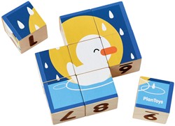 PlanToys Holzspielzeug Tier-Puzzle-Würfel