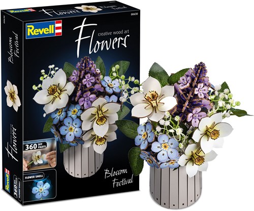 Revell Holzblumen Set mit Vase und Duft - kreatives Spielzeug für Kinder