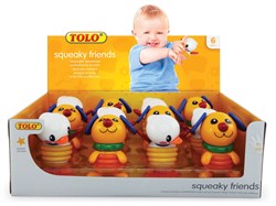 Tolo Classic Quietschspielzeug Displaybox Ente und Hund - 12 Stück