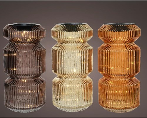 Lumineo LED Solar Tischlampe - stimmungsvolle Außenbeleuchtung Glas