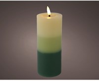 Lumineo LED Kerze mit Flammeneffekt und Farbverlauf grün 15cm Timer