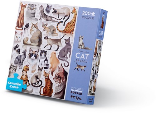 Crocodile Creek Puzzle Katzen - 200 Teile - Tierpuzzle ab 8 Jahren