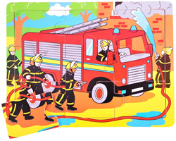 Bigjigs Holzpuzzle Feuerwehr - 9-teilig