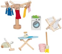 Goki Holz Puppenhaus Möbel Waschküche Zubehör Set Puppenhaus-2