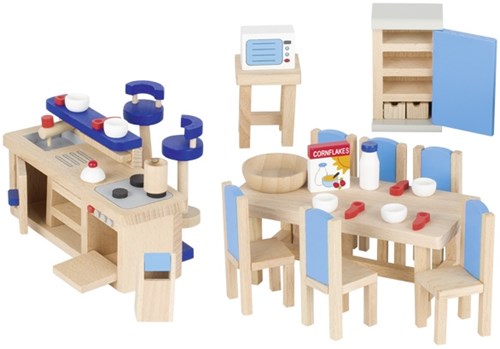 Goki Puppenhaus Küche Holz Möbelset Zubehör 30-teilig-2