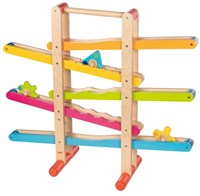 Goki Holz Kugelbahn Spielzeug mit Figuren - bunte Laufbahn-2