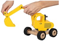 Goki Holzbagger gelb - Baufahrzeug Spielzeug für Kinder-2