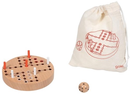 Goki Holz Ludo Spiel kompakt im Baumwollbeutel - Reisespiel-2