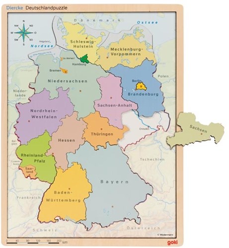 Goki Holzpuzzle Deutschland Lernspiel 98 Teile-2