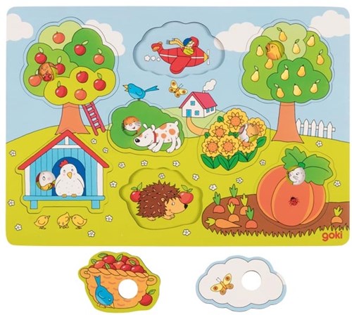 Goki Holzpuzzle - Lernspielzeug Gartenmotiv, 8 Teile-2