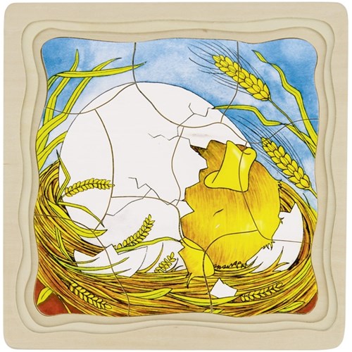 Goki Holz Schichtenpuzzle Huhn - Lernspielzeug 44 Teile-2