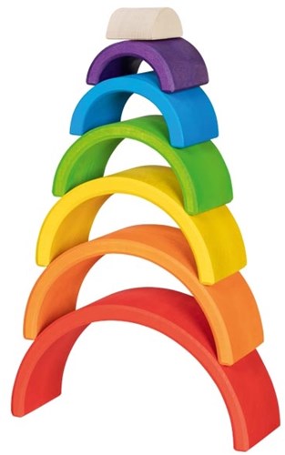 Goki Holz-Bausteine Regenbogen - farbenfrohes Spielzeug Baustein Set-2