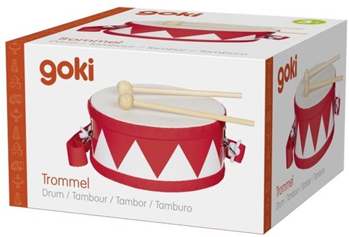 Goki Trommel rot - Musikinstrument Spielzeug für Kinder-2
