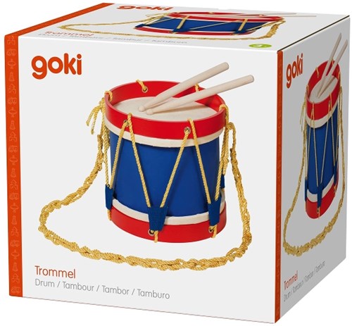 Goki Holztrommel Musikspielzeug mit Stöcken - blau rot-3