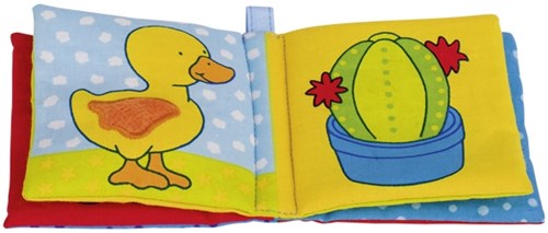 Goki Stoff-Bilderbuch für Babys mit Quietscher und Knisterfolie - buntes Spielzeug-2
