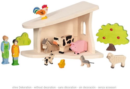 Holztiger Holz Bauernhof Krippe - pädagogisches Spielzeug Weihnachten-2