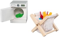 Goki Holz Puppenhaus Möbel Waschküche Zubehör Set Puppenhaus-3
