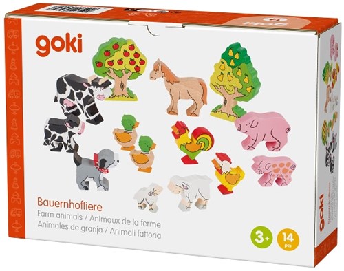 Goki Bauernhoftiere Holzspielzeug Set 14 Stück pädagogisch-3
