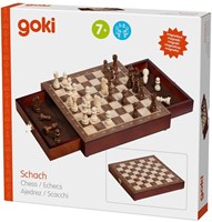 Goki Magnetisches Schachspiel Holzbrett mit Aufbewahrungsschublade-3