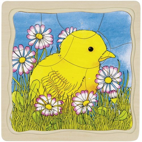 Goki Holz Schichtenpuzzle Huhn - Lernspielzeug 44 Teile-3